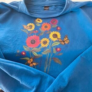 Blue Floral Sabaku Art Wear 100% Cotton Sweatshirt.